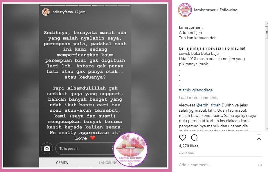 ADiezty Fersa Kecewa Ada Orang yang Menyalahkan Pakaiannya