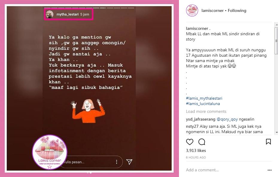 Mytha Lestari Diduga Kembali Balas Sindiran Lucinta Luna