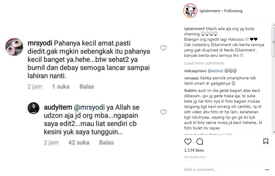 Reaksi Audy Item Saat Dituding Edit Foto