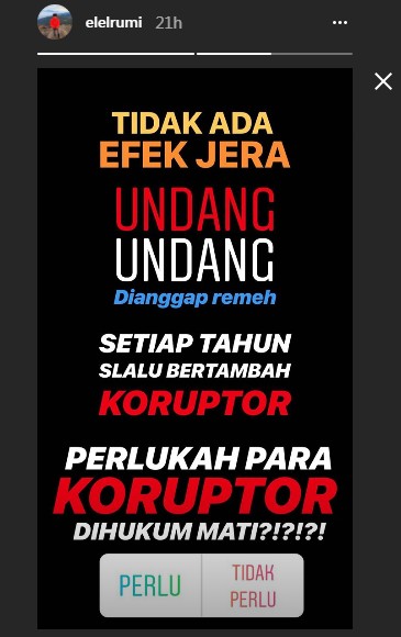 El Rumi Membuat Polling Terkait Hukuman Mati yang Pantas Dijatuhkan Pada Koruptor