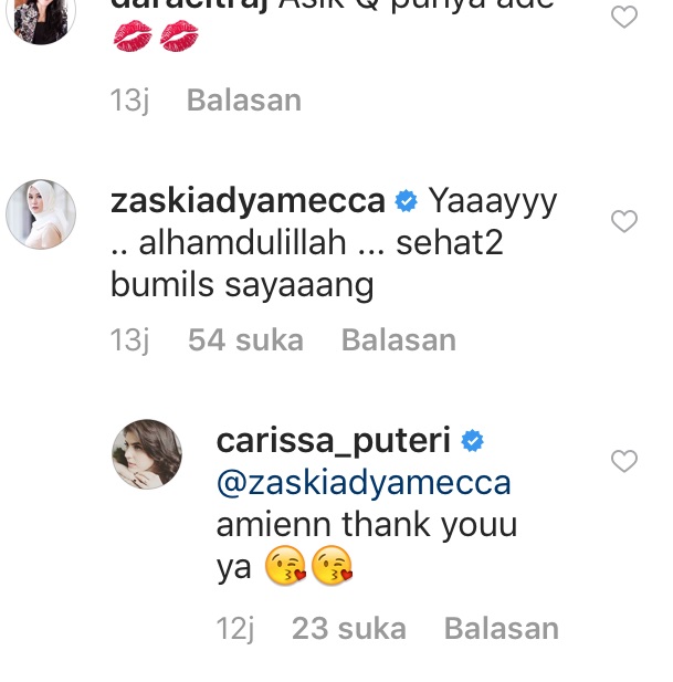 Ucapan Selamat Zaskia Adya Mecca Atas Kehamilan Carissa Putri