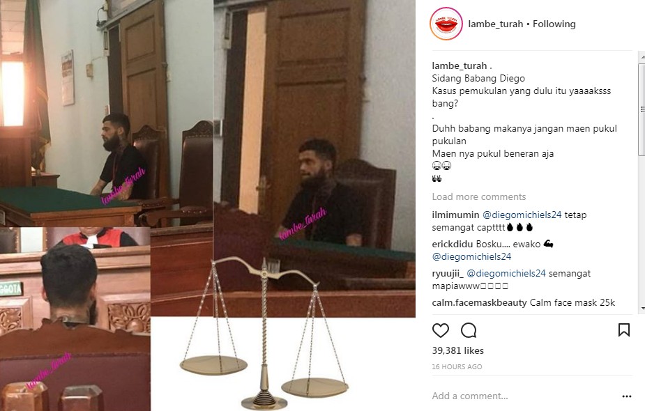 Diego Michiels di Dalam Ruang Sidang