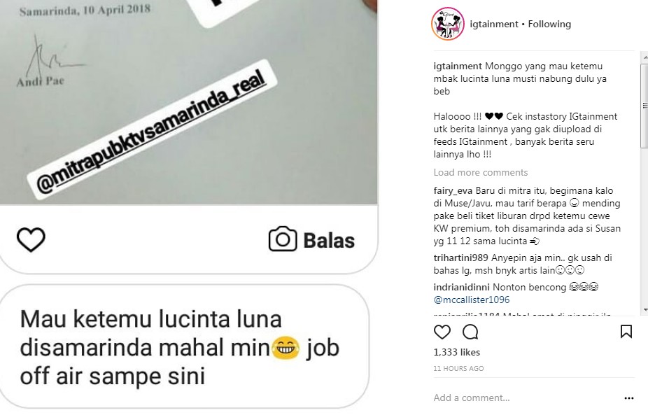 Narasumber Sebarkan Tarif Tiket Ketemu Lucinta Luna