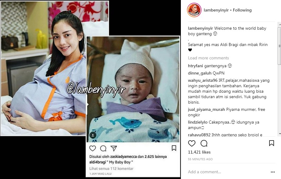 Suami Ririn Dwi Ariyanti Umumkan Kelahirakn Anak Ketiga