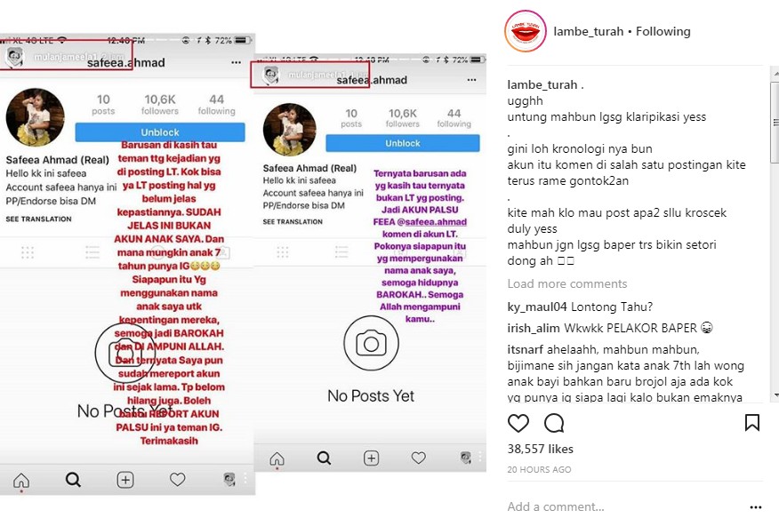 Kekesalah Mulan Jameela Saat Akun Bodong Memakai Nama Anaknya