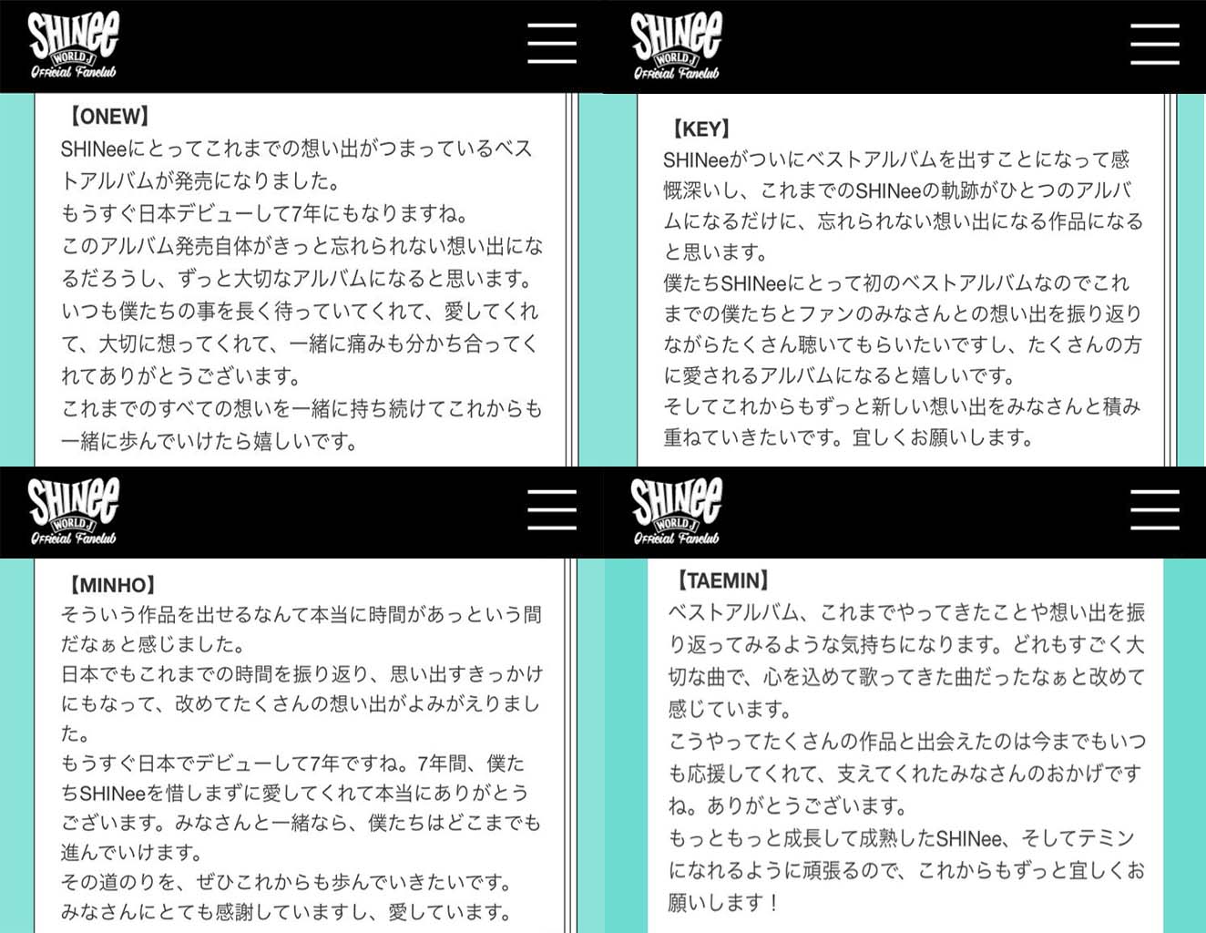 Pesan SHINee Untuk Fans