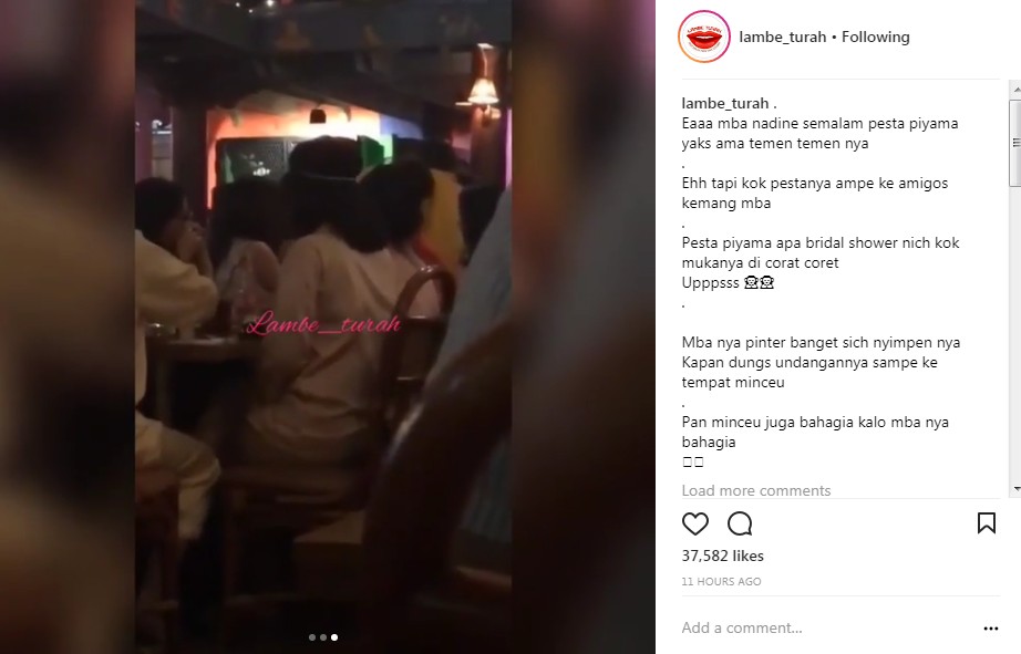 Nadine Chandrawinata Disebut Pesta Piama di Resto