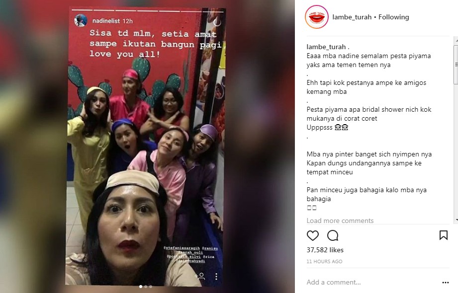 Kekompakan Nadine Chandrawinata dan Para Sahabat Saat Kenakan Piama