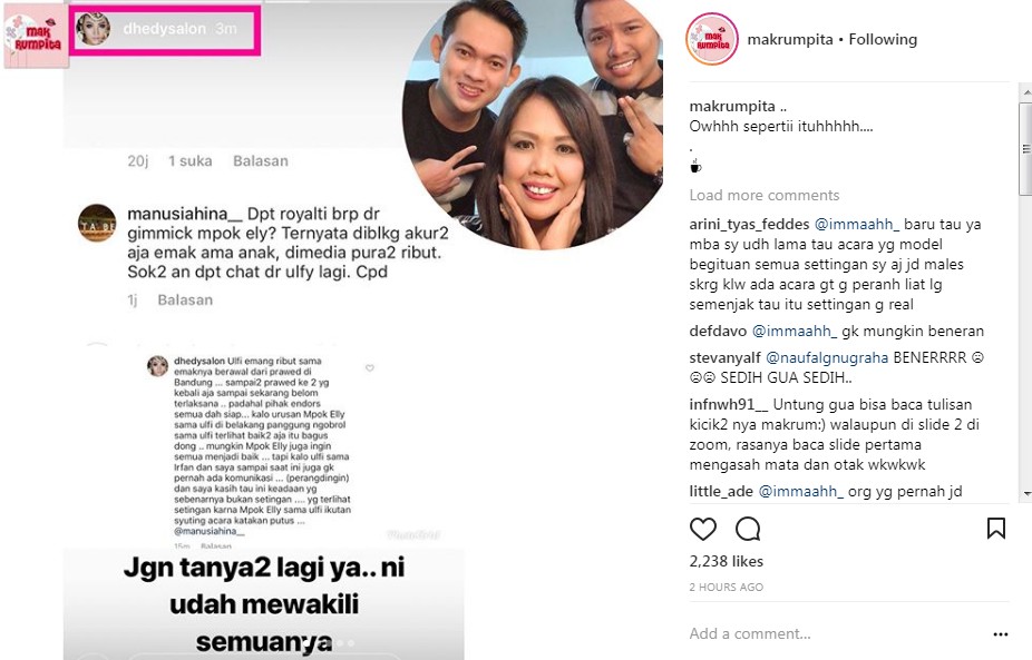 Tanggapan Sahabat Perseteruan Ely Sugigi dengan Ulfi Dianggap Settingan
