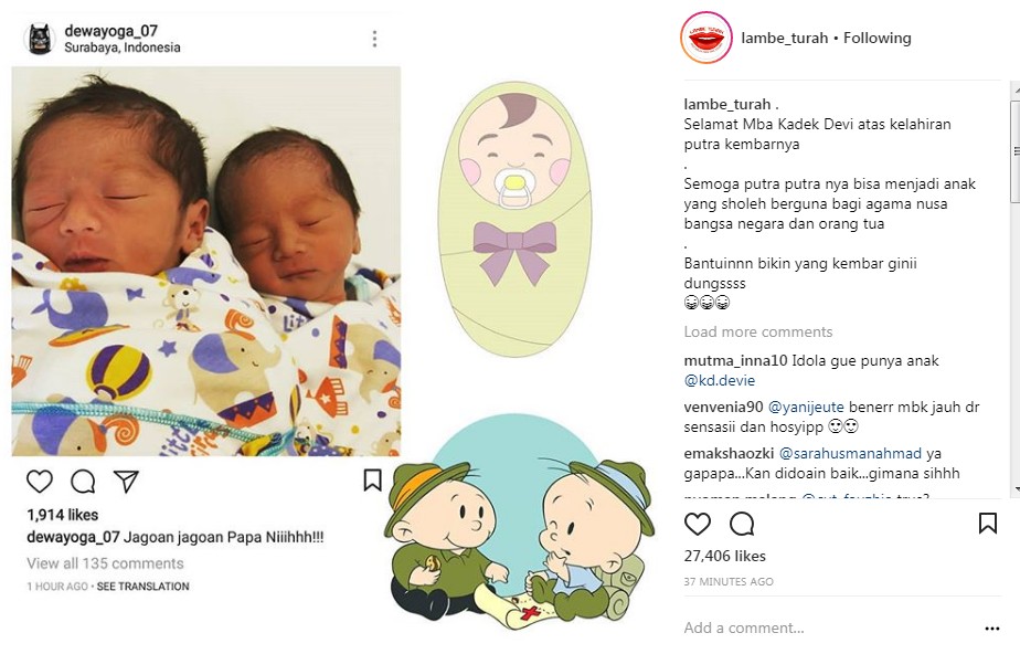 Suami Kadek Devi Umumkan Kelahiran Putra Kembarnya