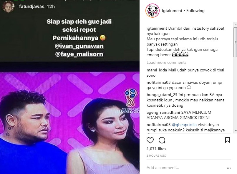 Sahabat Isyaratkan Pernikahan Ivan Gunawan dan Faye Malisorn