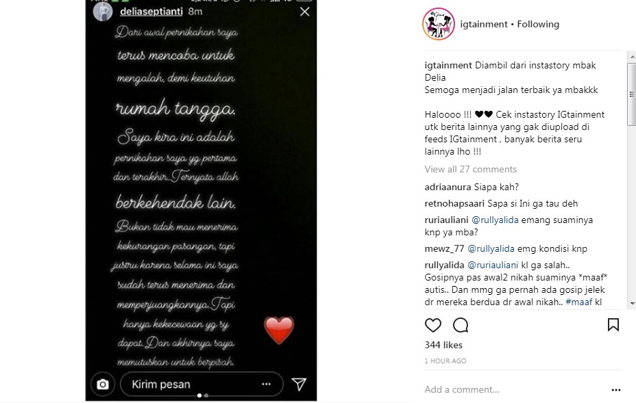 Curahan Hati Delia Septianti Hingga Putuskan Bercerai