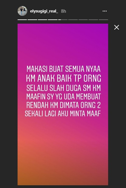 Permintaan Maaf Ely Sugigi Pada Seseorang