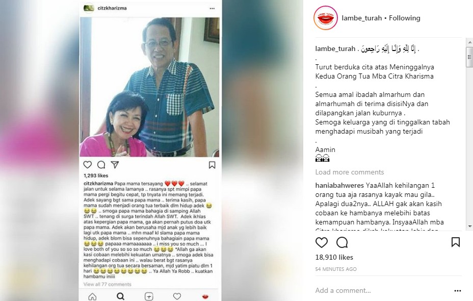 Kedua Orang Tua Citra Kharisma Meninggal