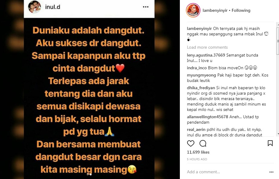 Postingan Inul Daratista Seakan Menyinggung Seseorang
