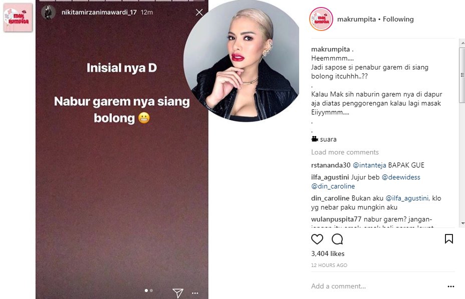 Nikita Mirzani Sebut Inisial Sang Penabur Garam di Rumahnya