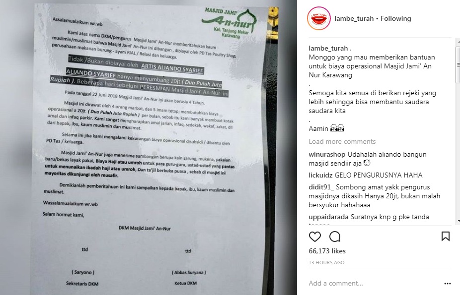 Pengumuman Pengurus Masjid Soal Pembangunan Masjid An-Nur