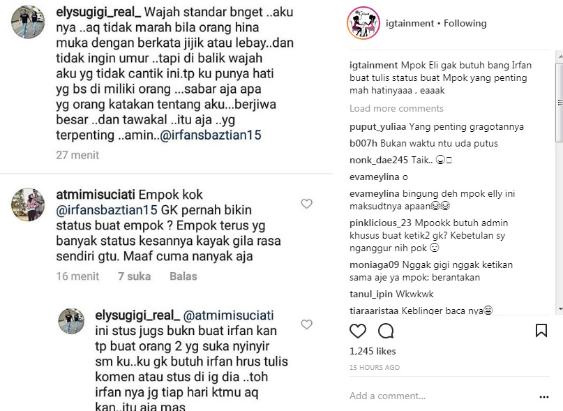 Balasan Ely Sugigi Terkait Komentar Nyinyir Netter