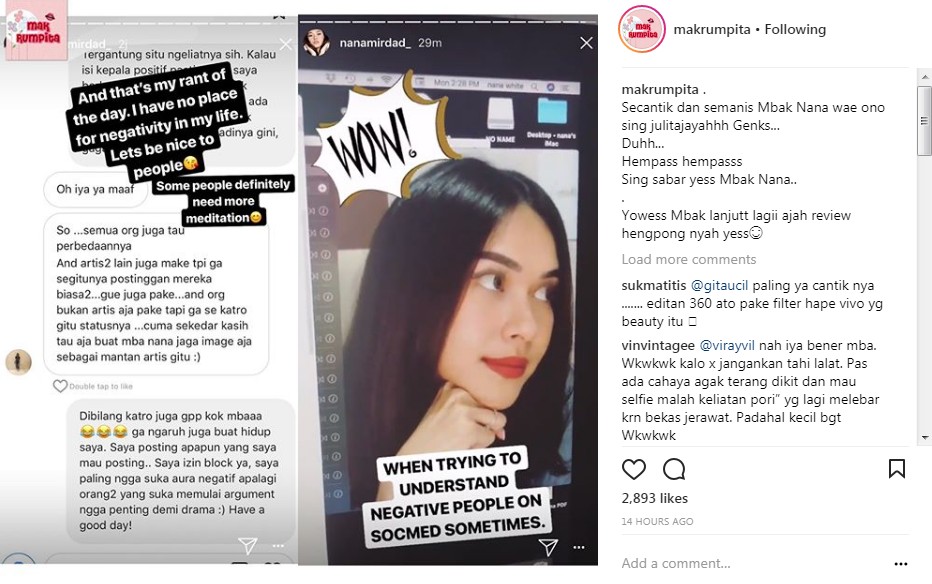 Ekspresi Nana Mirdad Soal Cibiran Netter