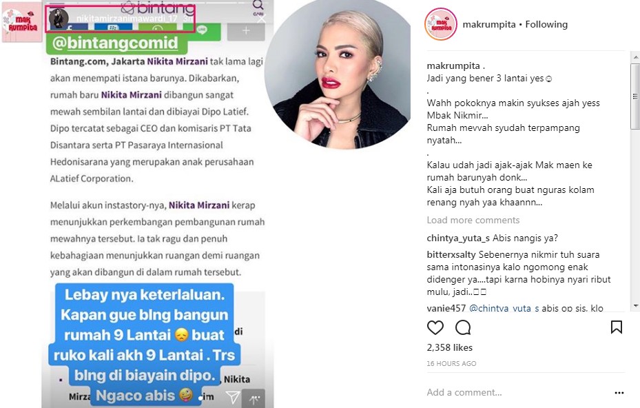 Tanggapan Pedas Nikita Mirzani Saat Rumah Barunya Disebut Punya 9 Lantai