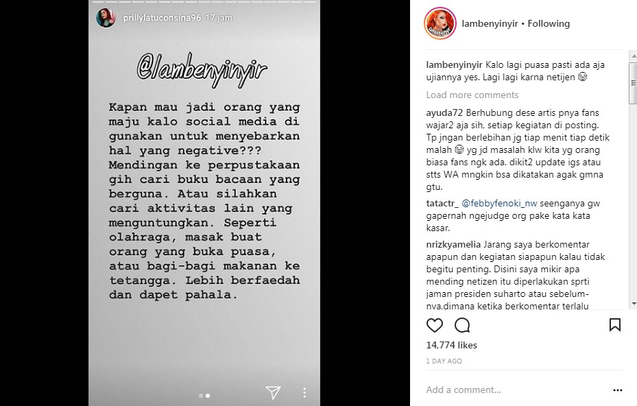 Tanggapan Menohok Prilly Latuconsina Soal Komentar Nyinyir Netizen