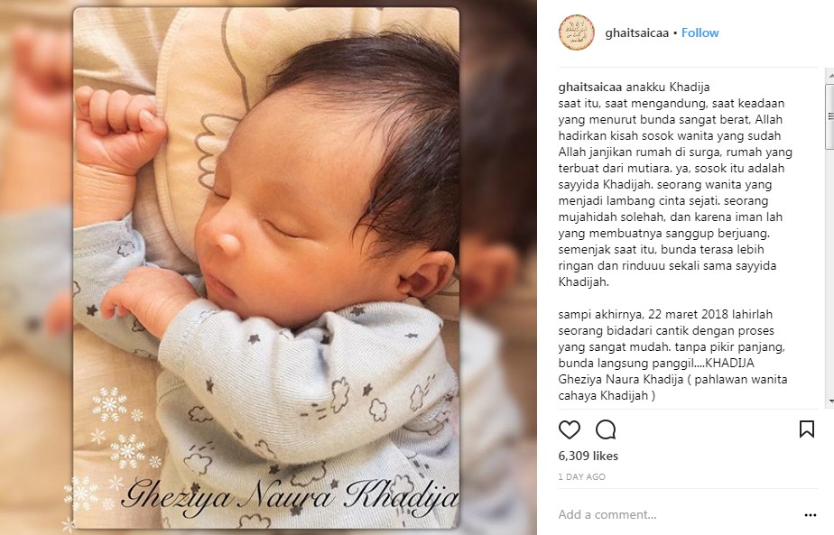 Curahan Hati Putri Aa Gym Soal Kelahiran Anaknya