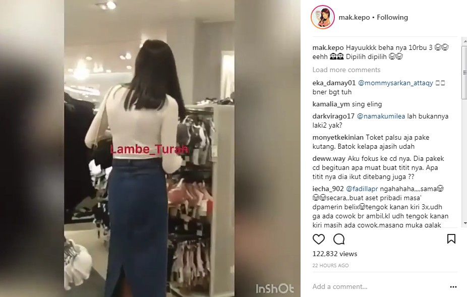 Millendari ke Lokasi Pakaian Dalam Wanita