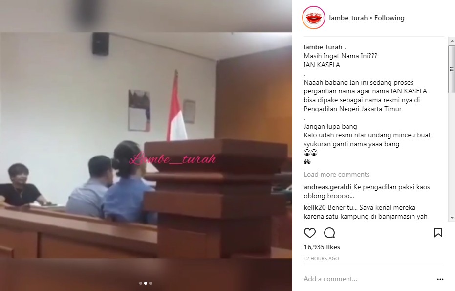 Ian Kasela di Dalam Ruang Sidang