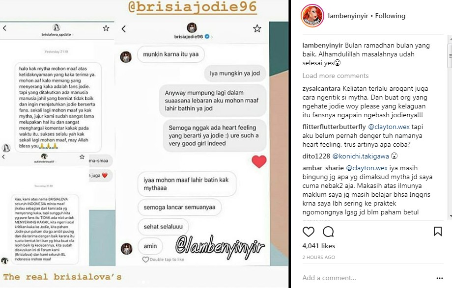 Mytha Lestari dan Brisia Jodie Saling Memaafkan