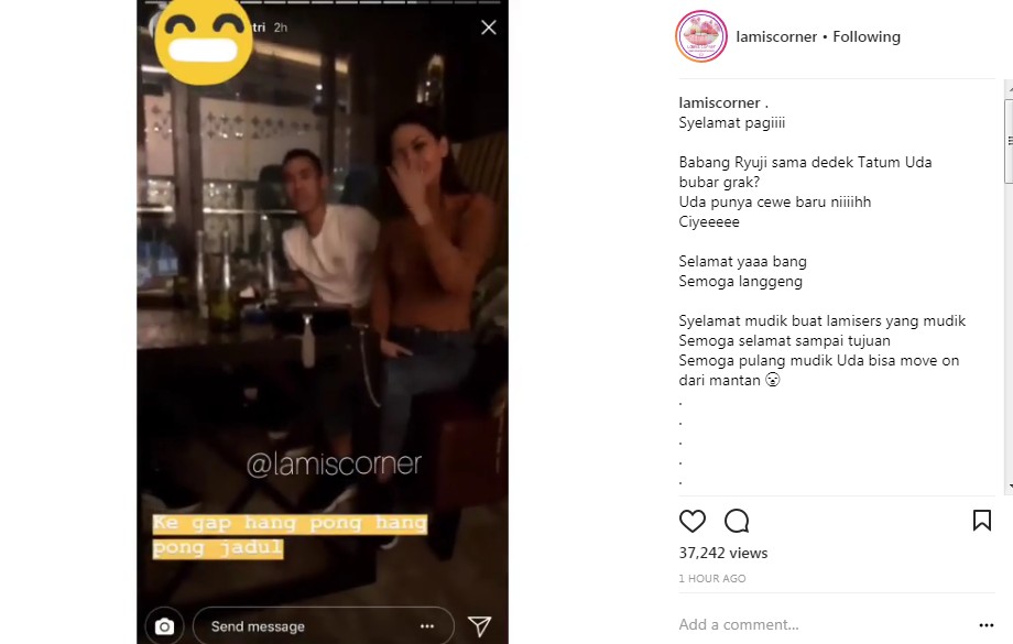 Ryuji Utomo dan Seorang Wanita Tampak Duduk Berduaan