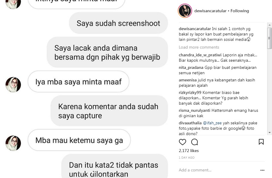 Dewi Sanca Merasa Komentar Netizen Kurang Sopan
