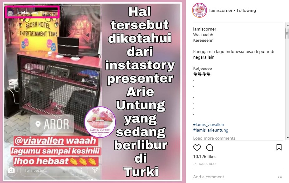 Arie Untung Kaget Dengar Lagu Via Vallen Diputar di Turki Saat Ia Liburan Bersama Keluarganya