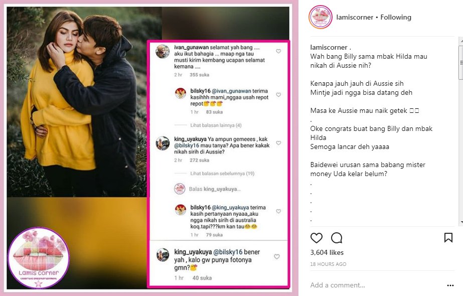 Tanggapan Billy Syahputra Disebut Nikah Siri di Australia