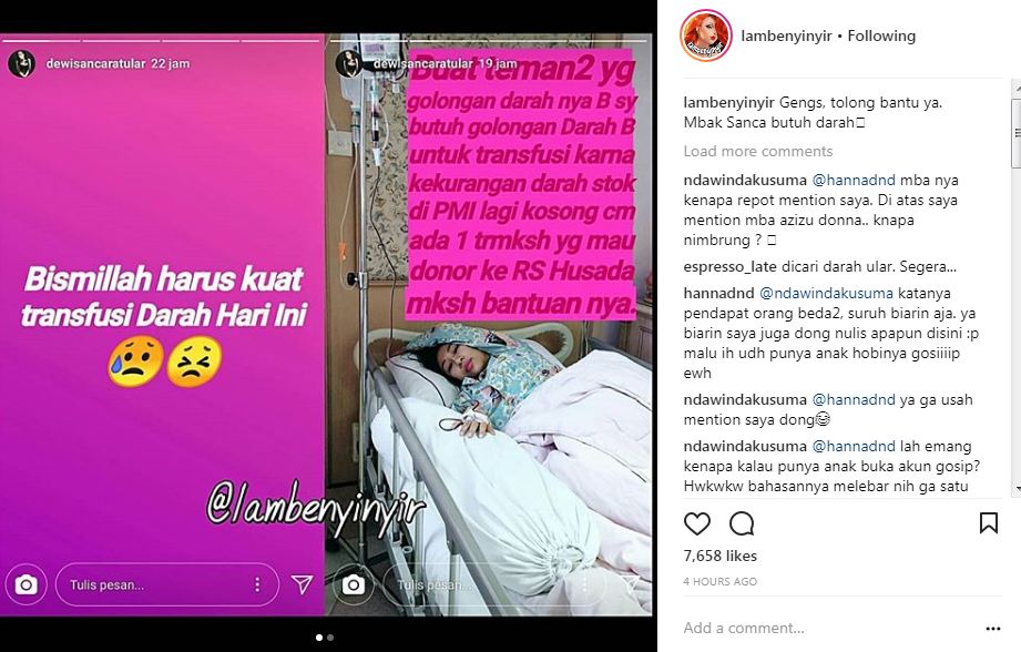 Dewi Sanca Ngaku Butuh Transfusi Darah