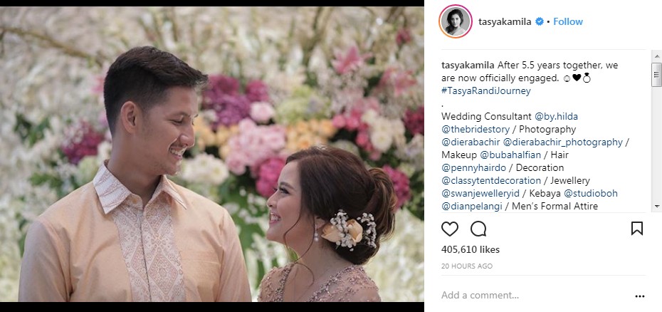 Tasya Kamila Tunangan dengan Randi Bachtiar