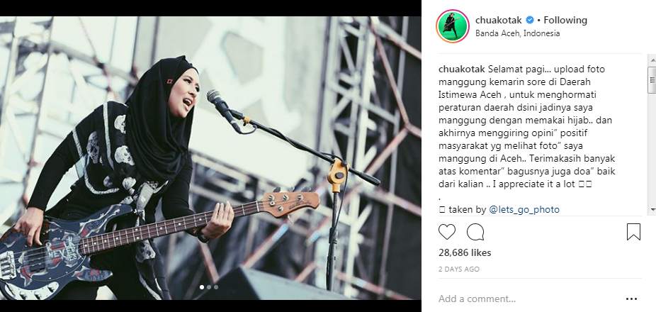 Penampilan Chua Kotak Berhijab Saat di Banda Aceh