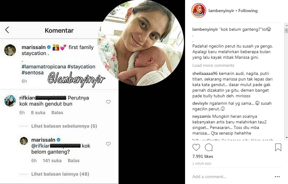 Jawaban Menohok Marissa Nasution Disinggung Soal Perut Buncit