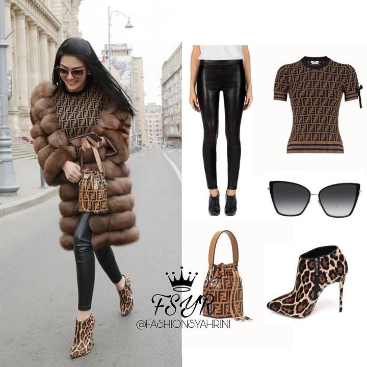 1. OOTD Unik Syahrini Bertema Coklat dan Bercorak Cheetah