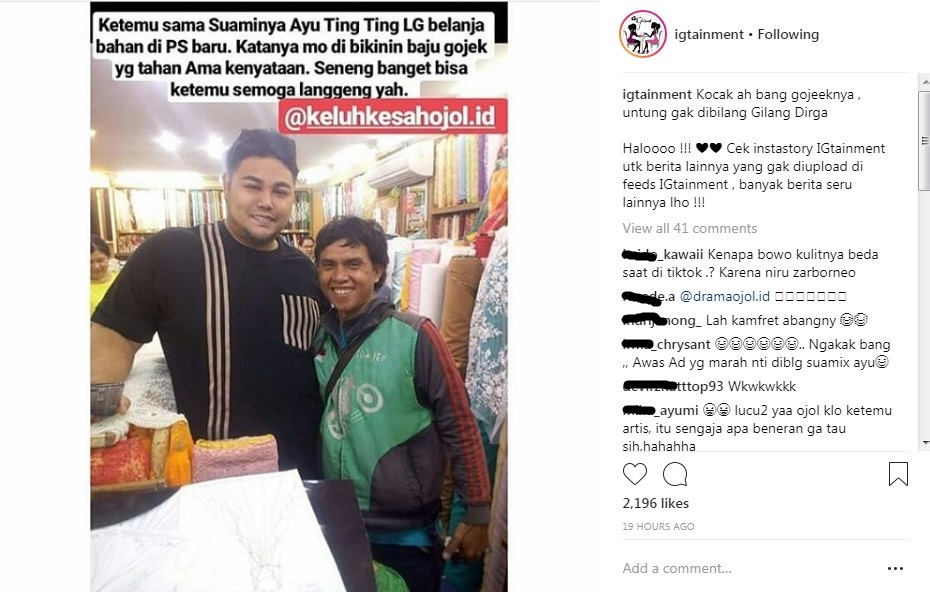 Foto Ivan Gunawan Bersama Pengemudi Ojek Online