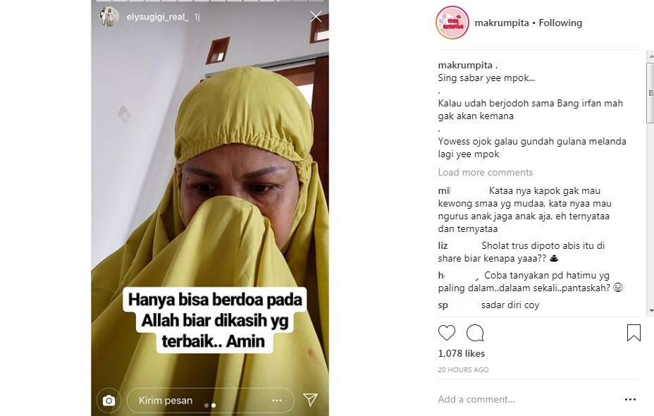 Ely Sugigi Posting Foto Saat Berdoa