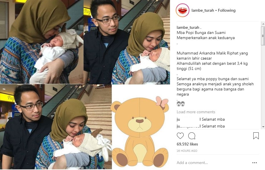Poppy Bunga dan Suami Dikaruniai Anak Kedua