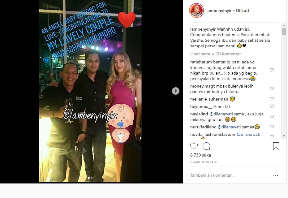 Istri panji Trihatmodjo Hamil Anak Pertama