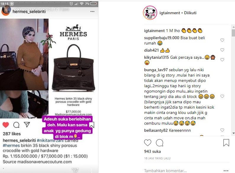 Nikita Mirzani Akui Malu Punya Tas Rp 1 Miliar