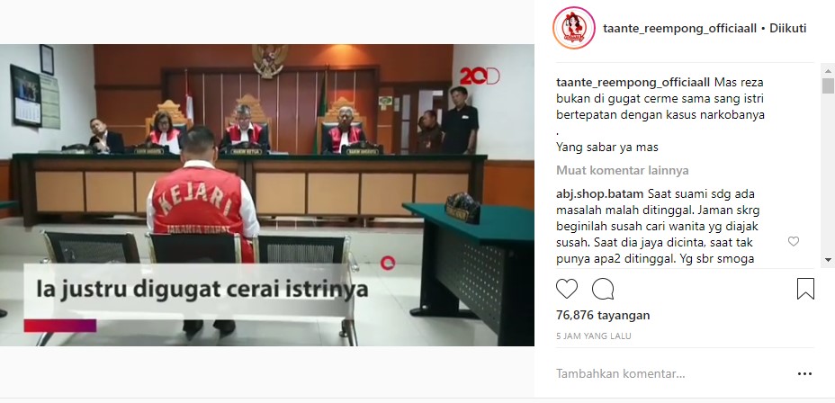Reza Bukan Digugat Cerai Istri