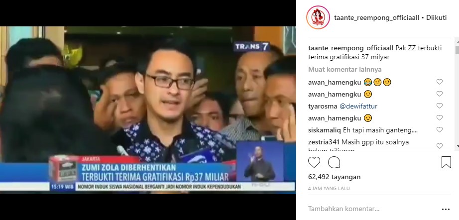 Zumi Zola Terbukti Terima Gratifikasi Rp 37 Miliar