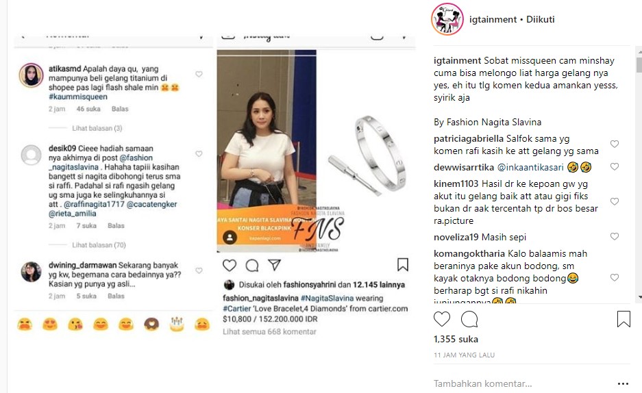 Nagita Slavina Pakai Gelang Mahal Seharga Rp 150 Juta
