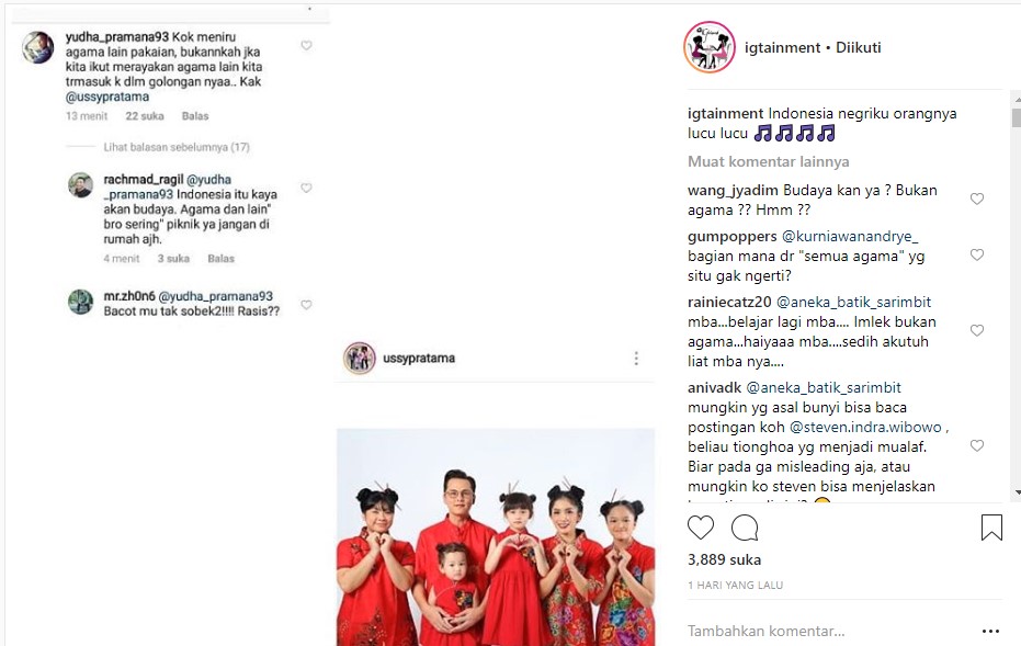 Ussy Sulistiawaty dan Andhika Pratama Disinggung Soal Agama Karena Pakai Kostum Imlek