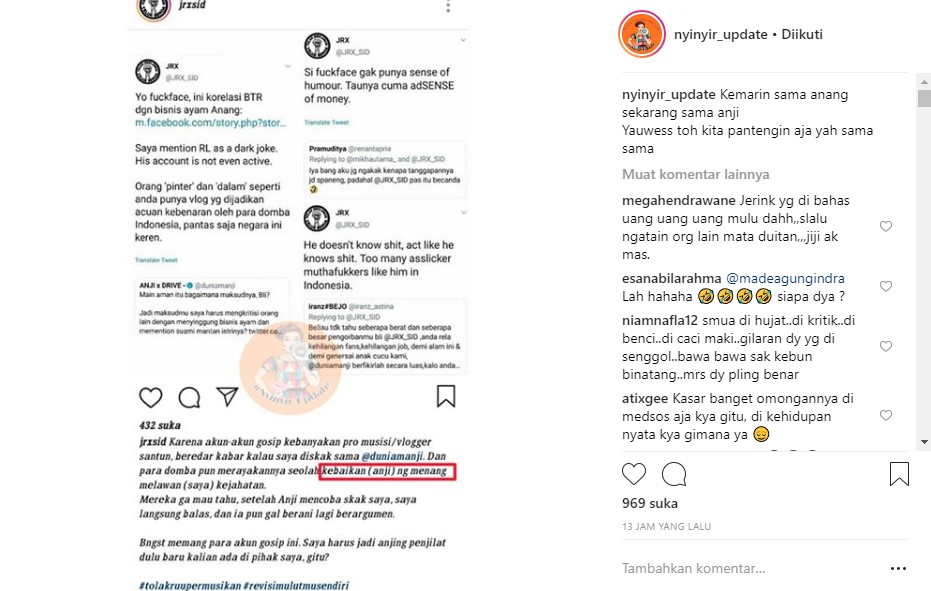 Jerinx SID Sindir Anji Mati Kutu