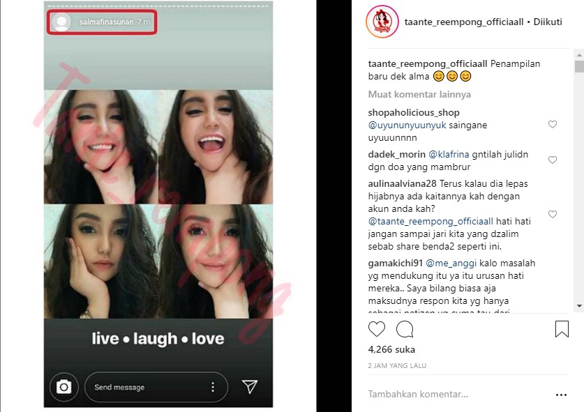 Salmafina Sunan Pamer Foto Tanpa Hijab