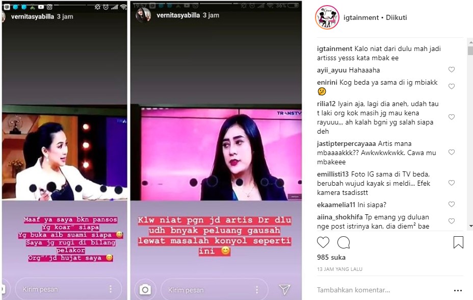 Vernita Tanggapi Sindiran Istri Richie Five Minutes